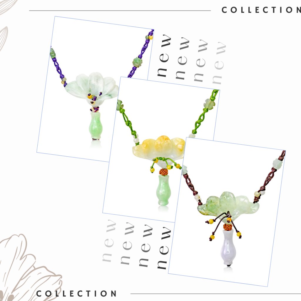 Fanned-Out Petals Peacock Flower Handmade Honey Jade Necklace Pendant